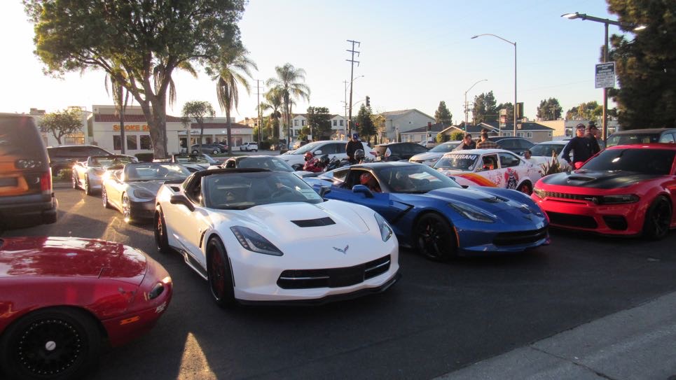 White Chevrolet Corvette in the car meet lineup