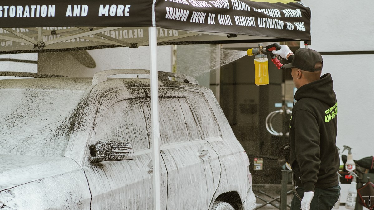 hand car wash foam application Carson CA - Auto Detail Nation